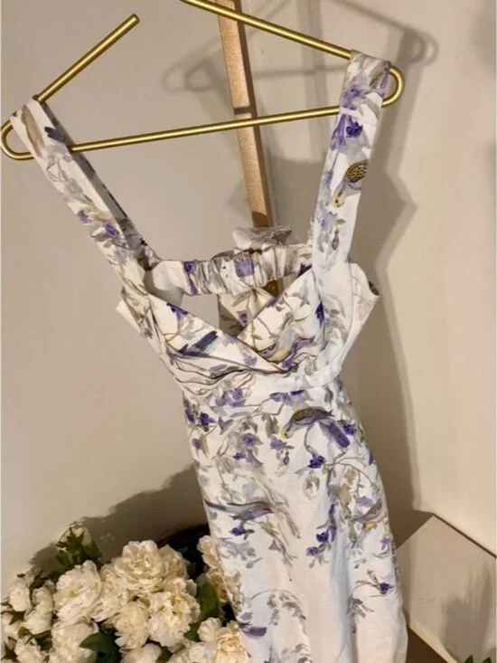 Zimmermann White Maxi Dress with Purple Floral Print - Picture 6 of 9